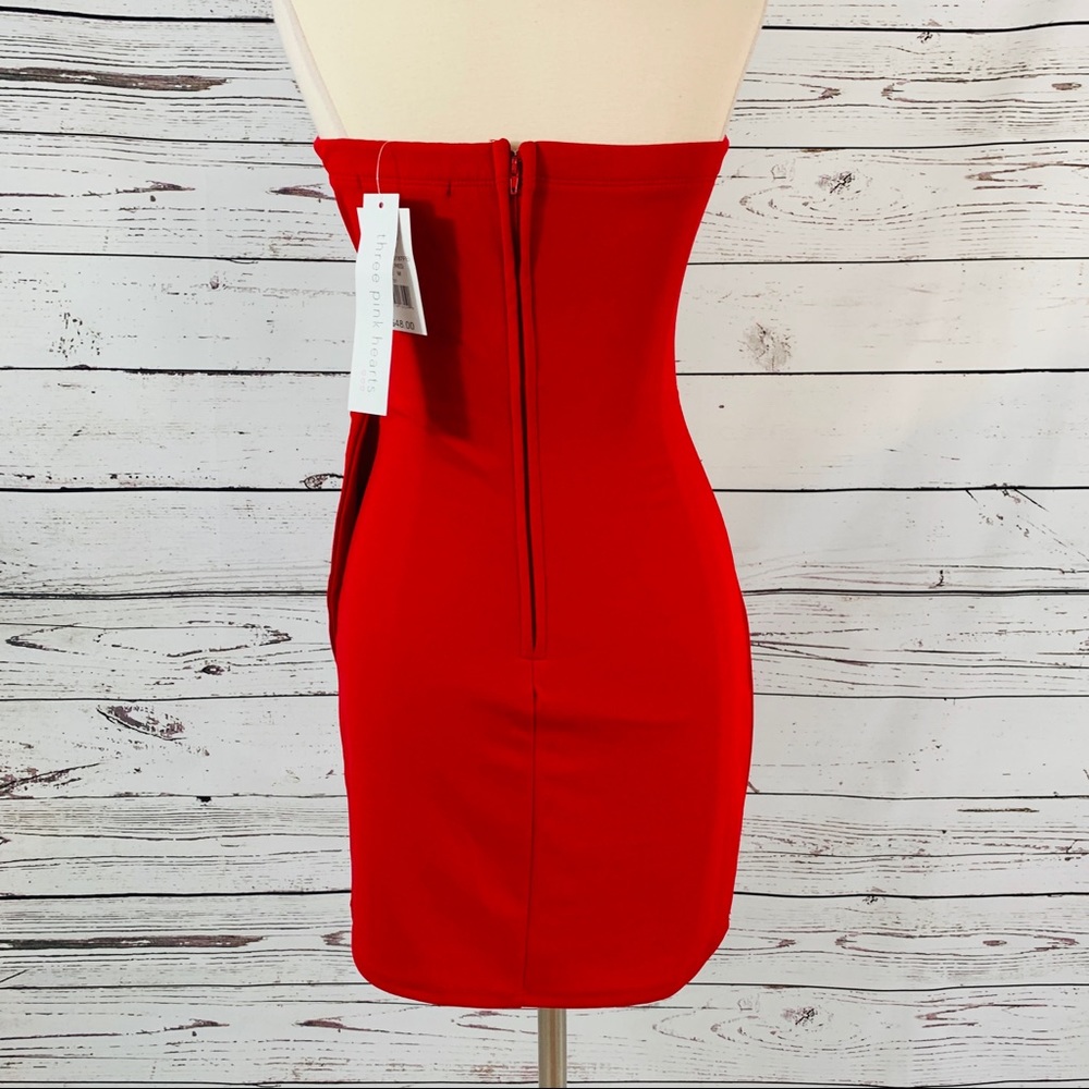 Three Pink Hearts NEW strapless red dress - Picture 3 of 8